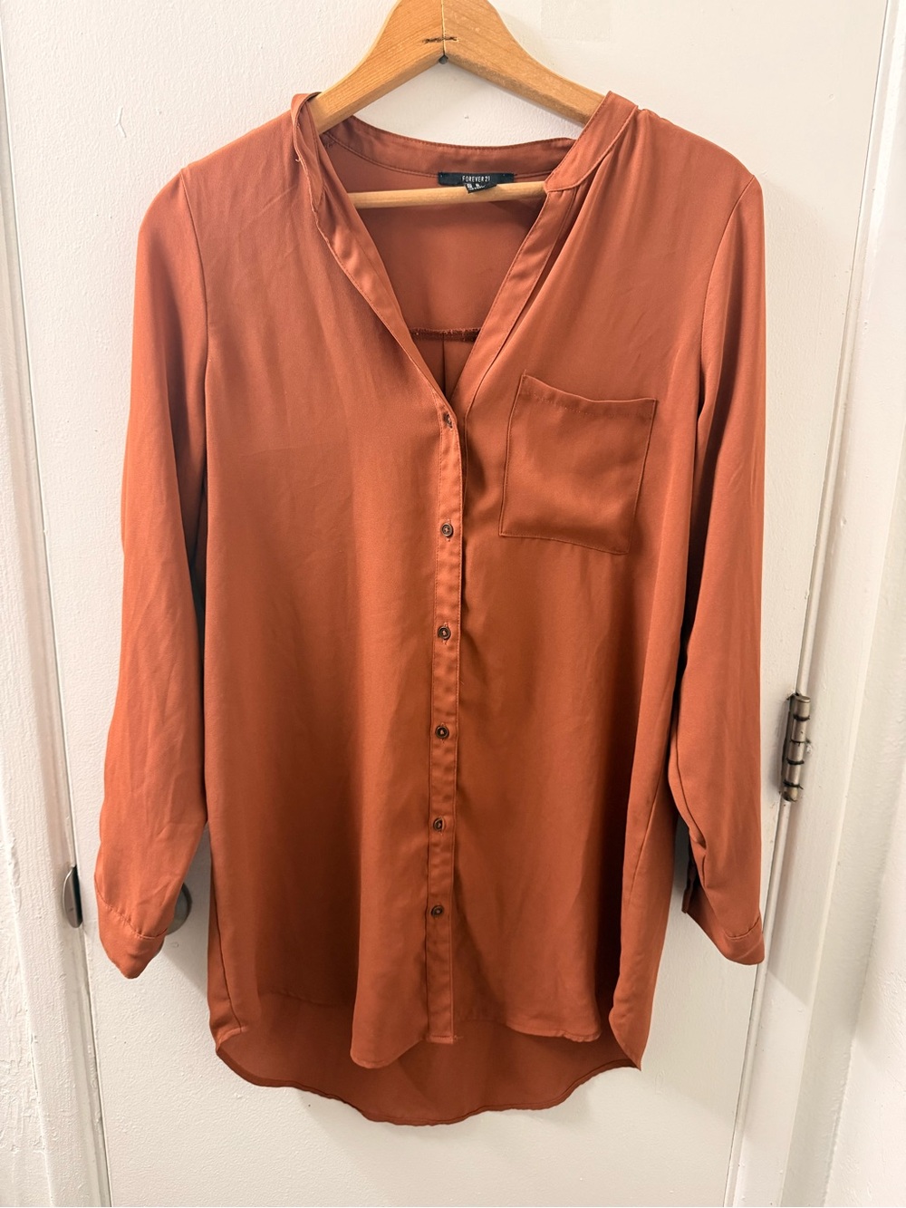 Forever-21 Women's Orange and Brown Dress